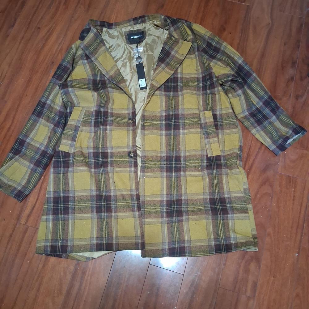 Zara Mustard and Brown Check Trench Coat